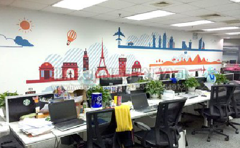 嘉善教你设计办公室墙绘的方法。